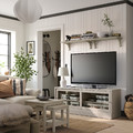 HAVSTA TV bench with plinth, grey-beige, 160x47x62 cm