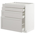 METOD/MAXIMERA Base cab 4 frnts/4 drawers, white/Lerhyttan light grey, 80x61.9x88 cm