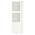 BESTÅ Storage combination w glass doors, white/Lappviken white clear glass, 60x42x193 cm