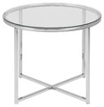Coffee Table Cross, round, glass/chrome
