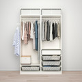 PAX / HOKKSUND Wardrobe combination, white/high-gloss light grey, 150x66x236 cm