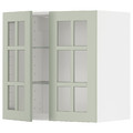 METOD Wall cabinet w shelves/2 glass drs, white/Stensund light green, 60x60 cm