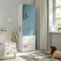 SMÅSTAD / PLATSA Wardrobe, white blue/with 3 drawers, 60x42x181 cm