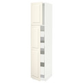 METOD / MAXIMERA Hi cab w 2 doors/4 drawers, white/Bodbyn off-white, 40x60x200 cm