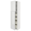 METOD / MAXIMERA Hi cab w 2 doors/4 drawers, white/Ringhult light grey, 60x60x220 cm