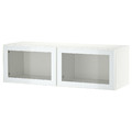 BESTÅ Wall-mounted cabinet combination, white Glassvik/white/light green clear glass, 120x42x38 cm