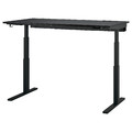 MITTZON Desk sit/stand, electric black stained ash veneer/black, 160x80 cm