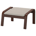 POÄNG Armchair and footstool, brown/Knisa light beige