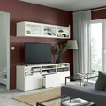 BESTÅ TV storage combination/glass doors, white/Lappviken white clear glass, 180x42x192 cm