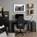 UTESPELARE / HELMER Desk, chair and drawer unit, black