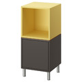 EKET Cabinet combination with legs, dark grey pale yellow/metal, 35x35x80 cm