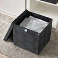 NIMM Storage box with lid, spotted grey, 32x30x30 cm