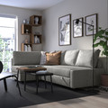 FRIHETEN / KLAGSHAMN Corner sofa-bed with storage, Faringe light grey