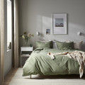 ÄNGSLILJA Duvet cover and pillowcase, grey-green, 150x200/50x60 cm