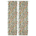 VILDPERSILJA Curtains, 1 pair, white multicolour/floral pattern, 145x300 cm