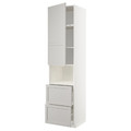 METOD / MAXIMERA Hi cab f micro w door/2 drawers, white/Lerhyttan light grey, 60x60x240 cm