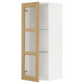 METOD Wall cabinet w shelves/glass door, white/Forsbacka oak, 40x100 cm