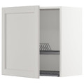 METOD Wall cabinet with dish drainer, white/Lerhyttan light grey, 60x60 cm