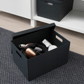 TJENA Storage box with lid, black, 25x35x20 cm