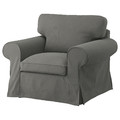 EKTORP Armchair and footstool, Hakebo dark grey