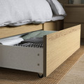 MALM Bed frame, high, w 2 storage boxes, white stained oak veneer/Lönset, 120x200 cm