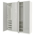 PAX / FARDAL Wardrobe, white/high-gloss light grey, 200x60x236 cm