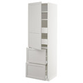 METOD / MAXIMERA Hi cab w shlvs/4 drawers/dr/2 frnts, white/Lerhyttan light grey, 60x60x200 cm