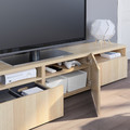 BESTÅ TV bench, white stained oak effect/Lappviken white stained oak effect, 180x42x39 cm