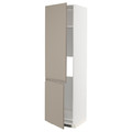 METOD High cab f fridge/freezer w 2 doors, white/Upplöv matt dark beige, 60x60x220 cm