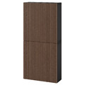 BESTÅ Wall cabinet with 2 doors, black-brown Björköviken/brown stained oak veneer, 60x22x128 cm