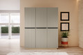 Wardrobe with Drawer Unit Nicole 150 cm, cashmere, black handles