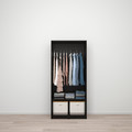 RAKKESTAD Wardrobe with 2 doors, black-brown, 79x176 cm