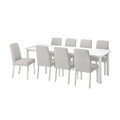 STRANDTORP / BERGMUND Table and 8 chairs, white/Ramna light grey, 150/205/260 cm