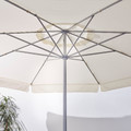 LJUSTERÖ Patio umbrella with base, beige, Grytö dark grey
