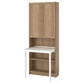 BILLY / OXBERG Bookcase with desk, oak effect/white, 80x202 cm