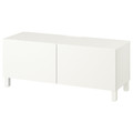 BESTÅ TV bench with doors, white/Lappviken/Stubbarp white, 120x42x48 cm