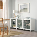 BESTÅ Storage combination with doors, white, Ostvik/Kabbarp white clear glass, 180x42x74 cm