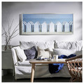 BJÖRKSTA Picture with frame, beach huts/aluminium-colour, 140x56 cm