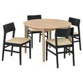 SKANSNÄS/SKANSNÄS Table and 4 chairs, light beech veneer/black beech, 115/170 cm