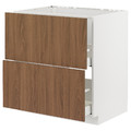 METOD/MAXIMERA Base cab f sink+2 fronts/2 drawers, white/Tistorp brown walnut effect, 80x60 cm