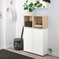 EKET Cabinet combination with feet, white/white stained oak effect, 70x35x107 cm