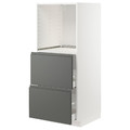 METOD / MAXIMERA High cabinet w 2 drawers for oven, white/Voxtorp dark grey, 60x60x140 cm
