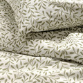 SORGMANTEL Duvet cover and 2 pillowcases, white/green, 200x200/50x60 cm