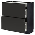 METOD / MAXIMERA Base cab with 2 fronts/3 drawers, black/Upplöv matt anthracite, 80x37 cm