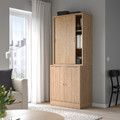 TONSTAD Storage combination w sliding doors, oak veneer, 82x201 cm
