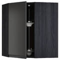 METOD Corner wall cabinet with carousel, black/Upplöv matt anthracite, 68x80 cm