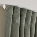 LENDA Curtains with tie-backs, 1 pair, light grey-green, 140x300 cm