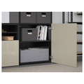 BESTÅ TV storage combination/glass doors, black-brown/Selsviken high-gloss/beige clear glass, 300x42x231 cm