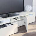 BESTÅ TV bench, white/Selsviken high-gloss/white, 180x42x39 cm