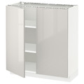 METOD Base cabinet with shelves/2 doors, white/Ringhult light grey, 80x37 cm